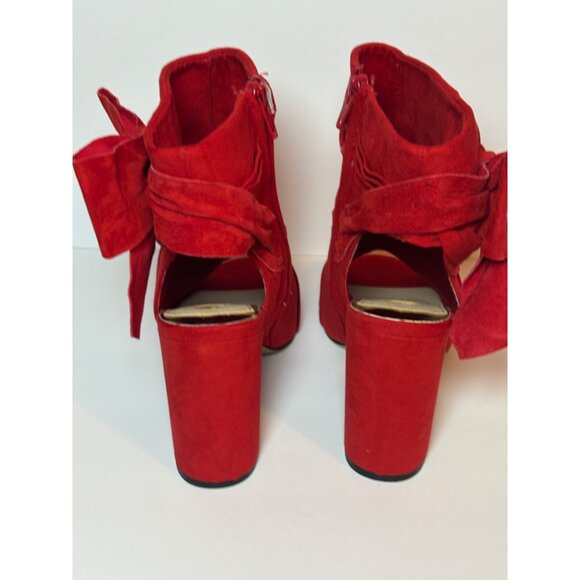 River Island Red Soft Suede block heel booties US size 7 - Picture 5 of 9